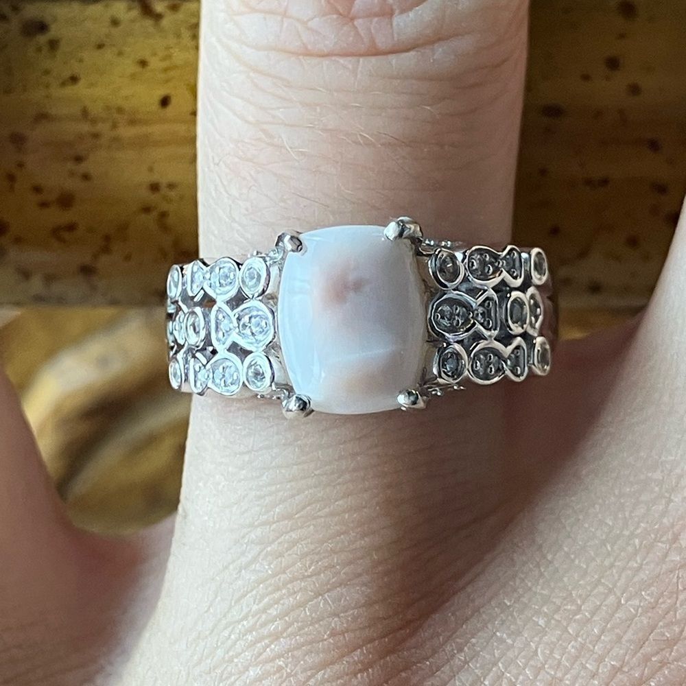 Natrolite Sterling Silver Fish Ring Size 7